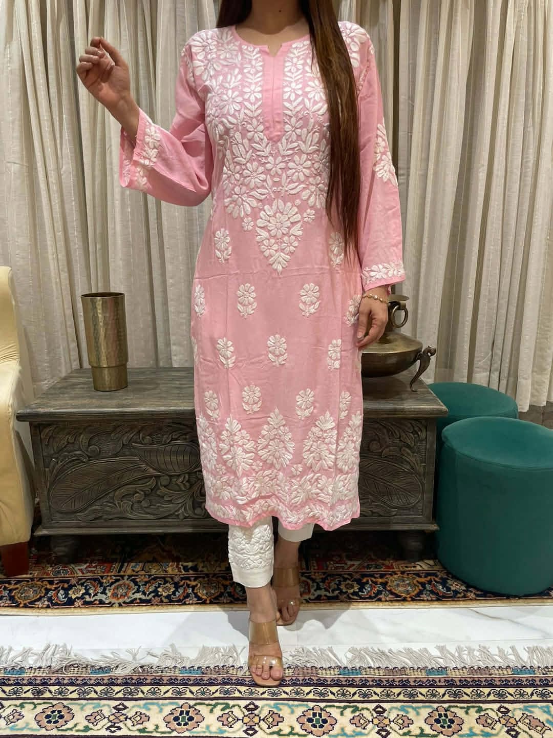 Lucknow Two Pc Set Misty  Pink